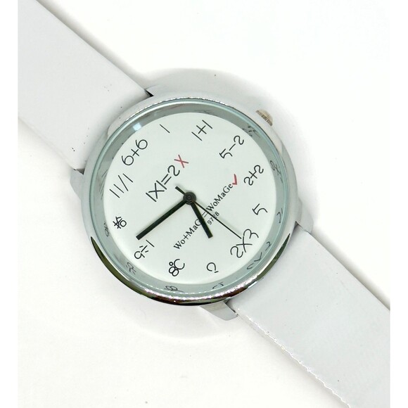 Vtg New Ladies Men Unisex Math Themed Watch Silver Face Fresh Battery Item #1111 - Picture 3 of 4